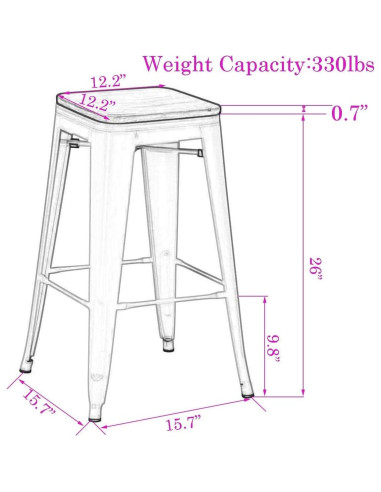 Conjunto de 4 Taburetes de Bar Changjie 66 cm Negro Mate