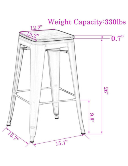 Conjunto de 4 Taburetes de Bar Changjie 66 cm Negro Mate