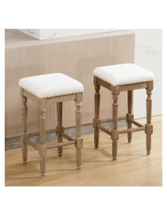 Taburetes de cocina rústicos LZAREAL, juego de 2, 34.92 cm