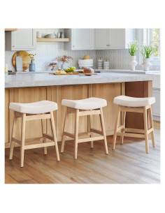 Juego de 3 Taburetes de Bar Cozyman 60.96 cm Beige Moderno