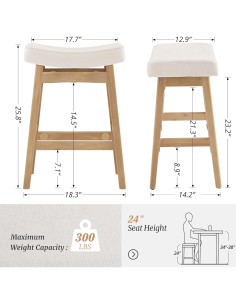 Juego de 3 Taburetes de Bar Cozyman 60.96 cm Beige Moderno 2