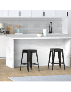 Taburetes de Bar de Metal Vogue 61 cm Altura 4 Piezas Negro 2