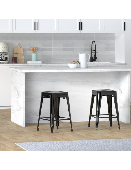 Taburetes de Bar de Metal Vogue 61 cm Altura 4 Piezas Negro