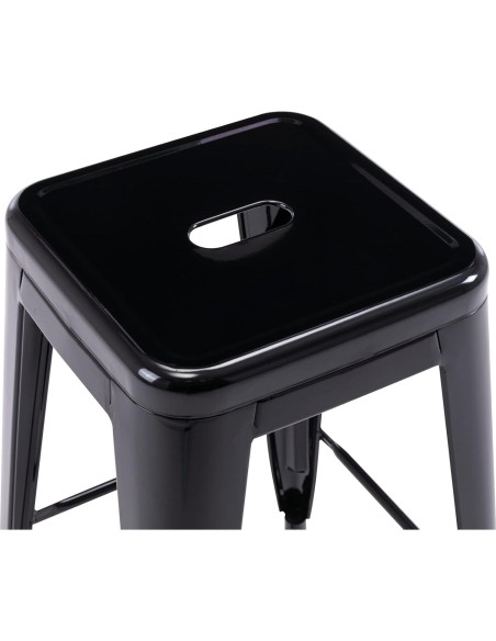 Taburetes de Bar de Metal Vogue 61 cm Altura 4 Piezas Negro