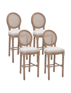 Conjunto de 4 Taburetes de Bar Virabit 66 cm Ratan Madera