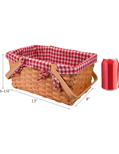 Cesta de Picnic Yesland de Madera Natural 33x20.3x15.9 cm