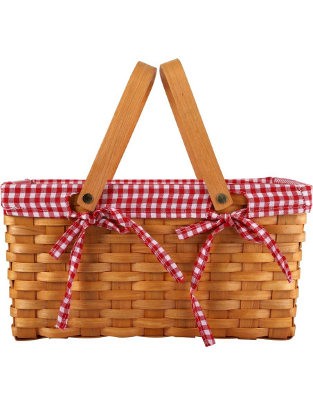 Cesta de Picnic Yesland de Madera Natural 33x20.3x15.9 cm