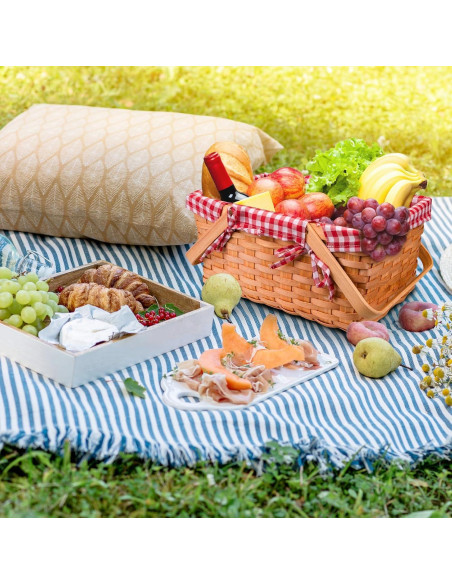 Cesta de Picnic Yesland de Madera Natural 33x20.3x15.9 cm