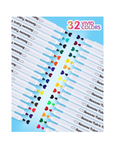 Set de 32 Marcadores de Tela MD - Punta Fina, Multicolor 2