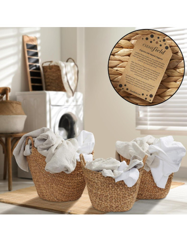 Conjunto de 3 Cestas de Almacenamiento Casafield - Juncos Naturales