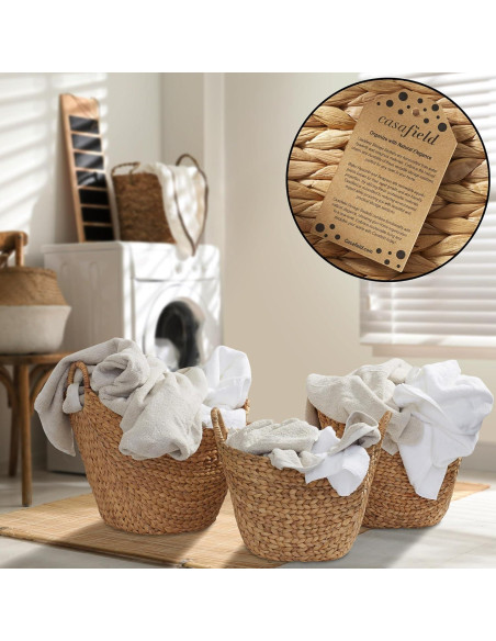 Conjunto de 3 Cestas de Almacenamiento Casafield - Juncos Naturales