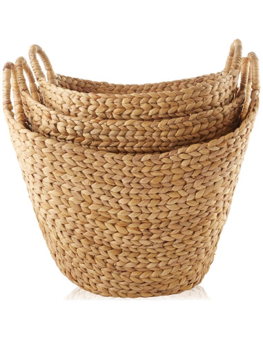 Conjunto de 3 Cestas de Almacenamiento Casafield - Juncos Naturales