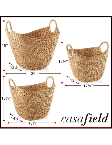 Conjunto de 3 Cestas de Almacenamiento Casafield - Juncos Naturales