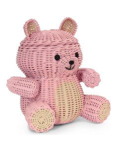 Cesta de Almacenamiento de Rattan G6 Collection Oso Rosa 28x29x19 cm 2