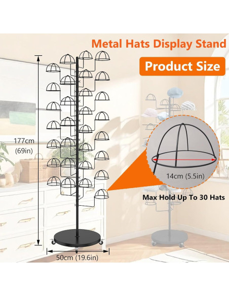 Soporte para Sombreros HEOTJUUQ de Metal 30 Ganchos Dorado