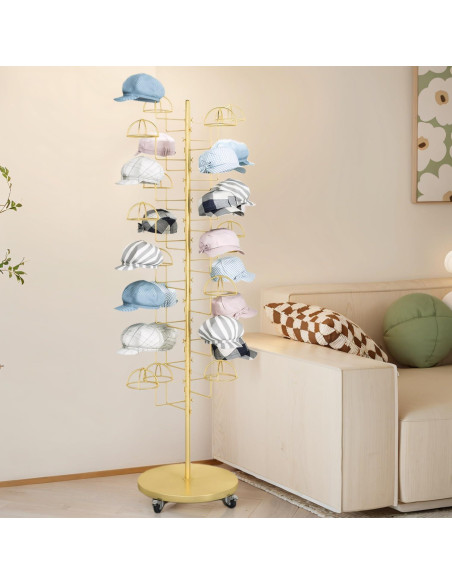 Soporte para Sombreros HEOTJUUQ de Metal 30 Ganchos Dorado