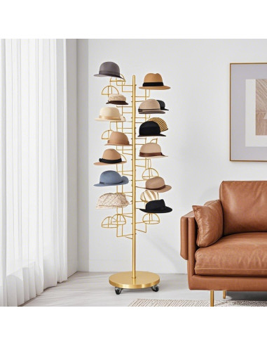 Soporte para Sombreros HEOTJUUQ de Metal 30 Ganchos Dorado