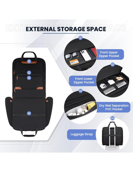 Bolsa de Ropa de Viaje Joyrally Doble Capa Negra 57x53.8cm