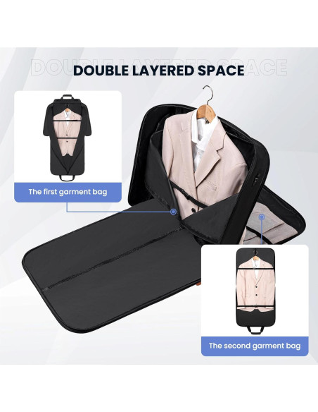 Bolsa de Ropa de Viaje Joyrally Doble Capa Negra 57x53.8cm