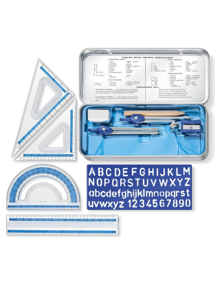 Set de Matemáticas STAEDTLER 10 Piezas con Compás y Escuadras