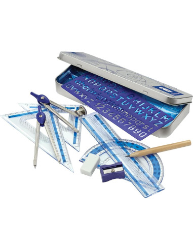 Set de Matemáticas STAEDTLER 10 Piezas con Compás y Escuadras