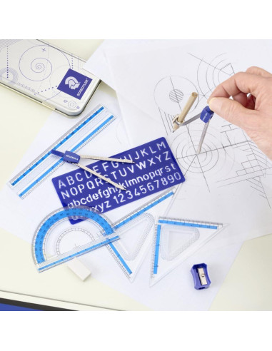 Set de Matemáticas STAEDTLER 10 Piezas con Compás y Escuadras
