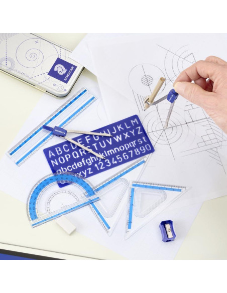 Set de Matemáticas STAEDTLER 10 Piezas con Compás y Escuadras