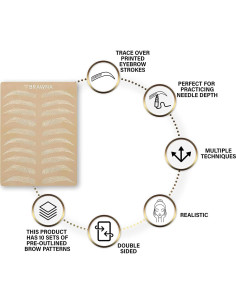 6 Piezas Piel de Práctica Doble Cara PMU - Microblading 2