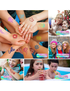 Kit de Tatuajes Temporales de Brillo Aottom - 41 Colores y 204 Plantillas 2