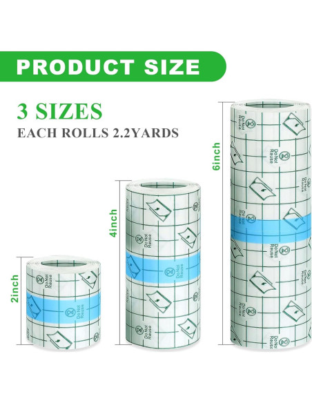 3 Rollos Vendaje Cuidado Tatuajes Jconly Impermeable 5.08-15.24 cm