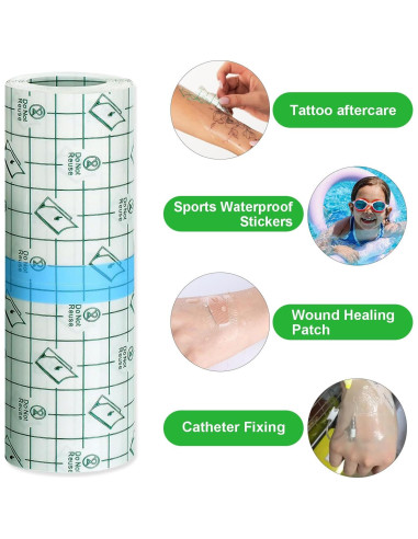 3 Rollos Vendaje Cuidado Tatuajes Jconly Impermeable 5.08-15.24 cm