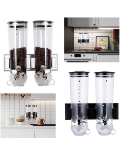 Dispensador de Alimentos Doble Montado en Pared 1.5L Plata 2