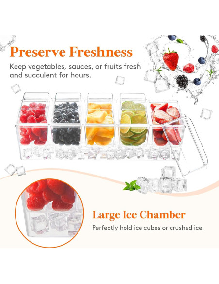 Caddy de Condimentos Frío Lifewit con 5 Contenedores 600ml