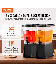 Dispensador de Bebidas VEVOR 2x3 Galones con Grifo y Tapa 2