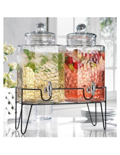 Juego de 2 Dispensadores de Bebidas MosJos 5.68L Vidrio Soporte 2
