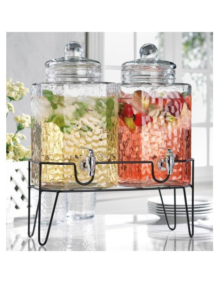Juego de 2 Dispensadores de Bebidas MosJos 5.68L Vidrio Soporte