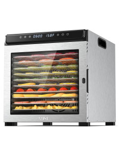 Deshidratadora de Alimentos YASHE FD1001, 10 Bandejas Acero Inoxidable, 1100W