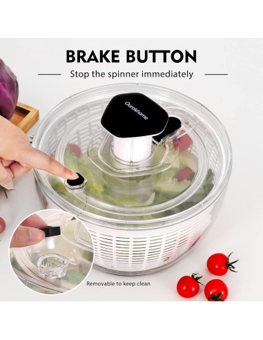 Secador de Ensalada Ourokhome 6.3 QT Negro, Drenador Rápido