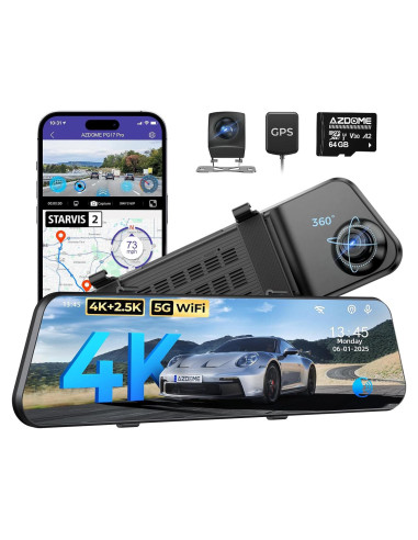 Cámara Dash AZDOME PG17 Pro 4K Delantera + 2.5K Trasera