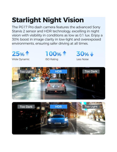 Cámara Dash AZDOME PG17 Pro 4K Delantera + 2.5K Trasera