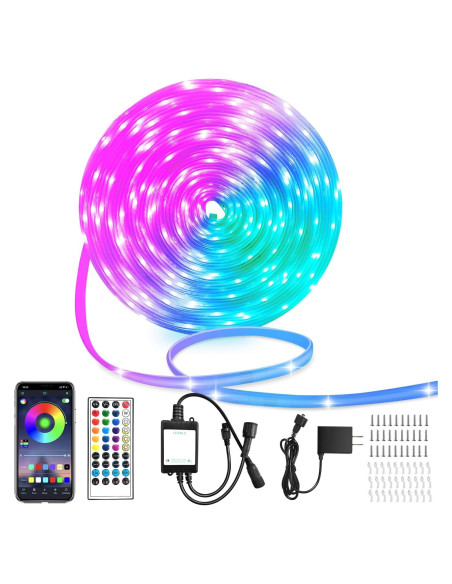 Tira LED impermeable 15.24m Vimeepro con control remoto y APP