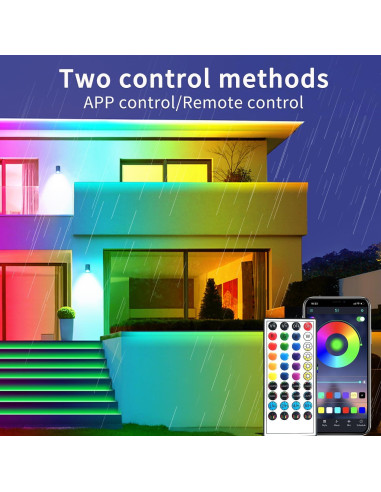 Tira LED impermeable 15.24m Vimeepro con control remoto y APP