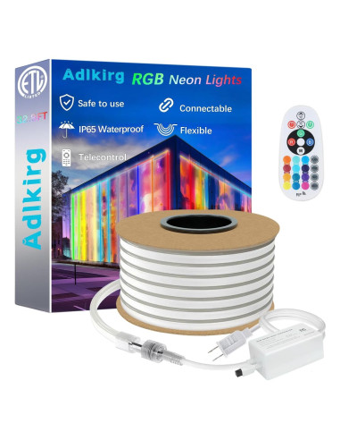 Cuerda de Luz LED Neón RGBW 10m Adlkirg Impermeable Control Remoto