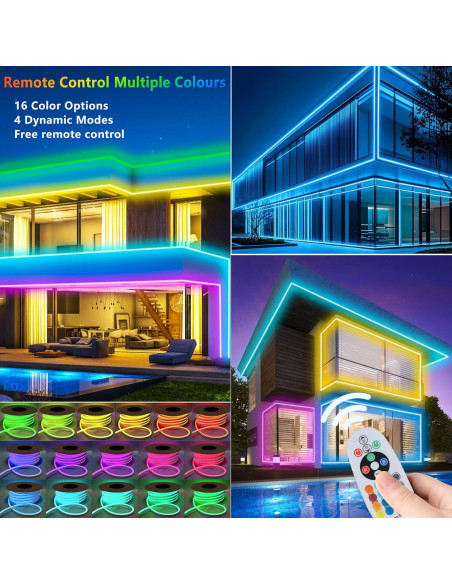 Cuerda de Luz LED Neón RGBW 10m Adlkirg Impermeable Control Remoto