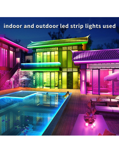 Tira LED impermeable 15.24m Vimeepro con control remoto y APP