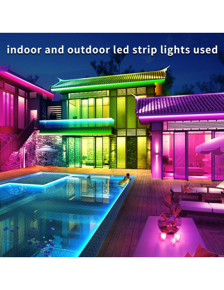 Tira LED impermeable 15.24m Vimeepro con control remoto y APP