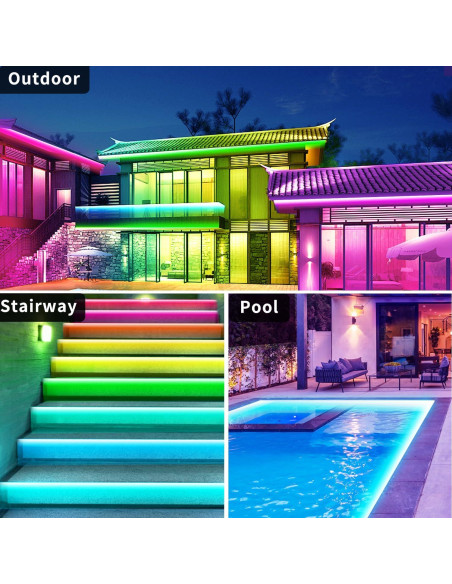 Tira LED impermeable 15.24m Vimeepro con control remoto y APP