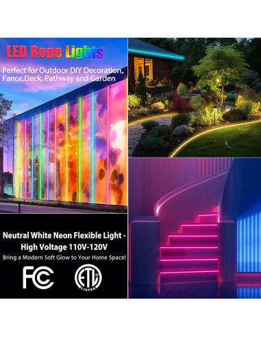 Cuerda de Luz LED Neón RGBW 10m Adlkirg Impermeable Control Remoto