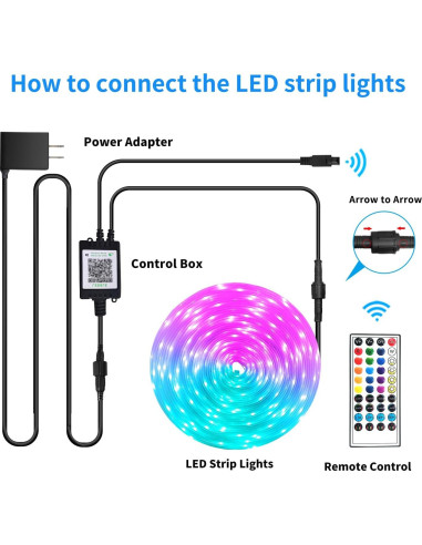 Tira LED impermeable 15.24m Vimeepro con control remoto y APP