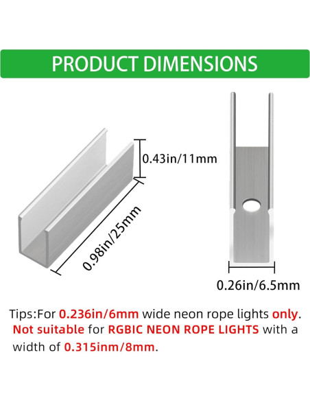 Kit de Soportes para Luces de Neón OWOFYDR 60 Clips y Tornillos